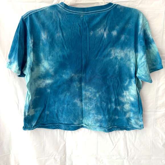 Def Leopard Blue Tie-Dye Crop Band T-Shirt SZ XL Worn 1X - Picture 2 of 9